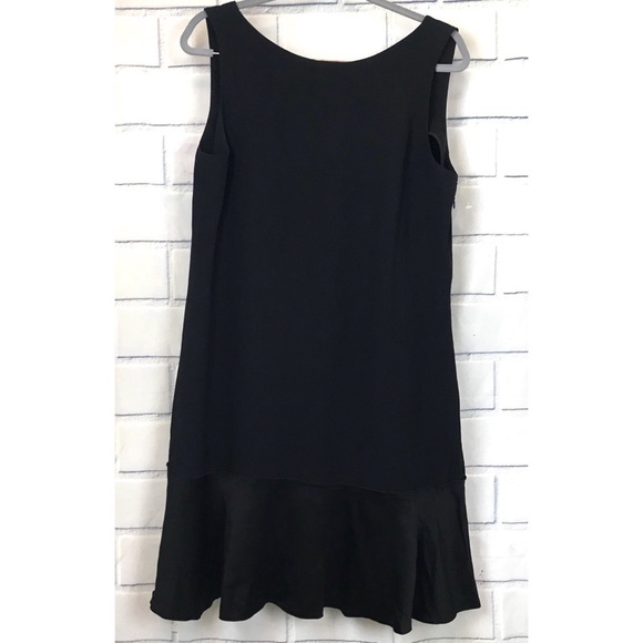 Theory Shift Sliky Trim Flare Black Dress - Picture 1 of 7